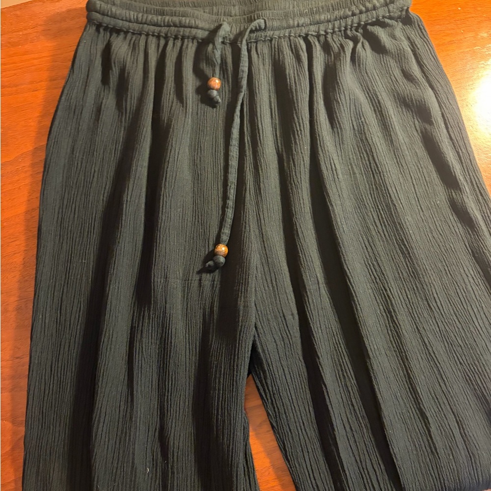 boohoo Black Textured Drawstring Pants size m